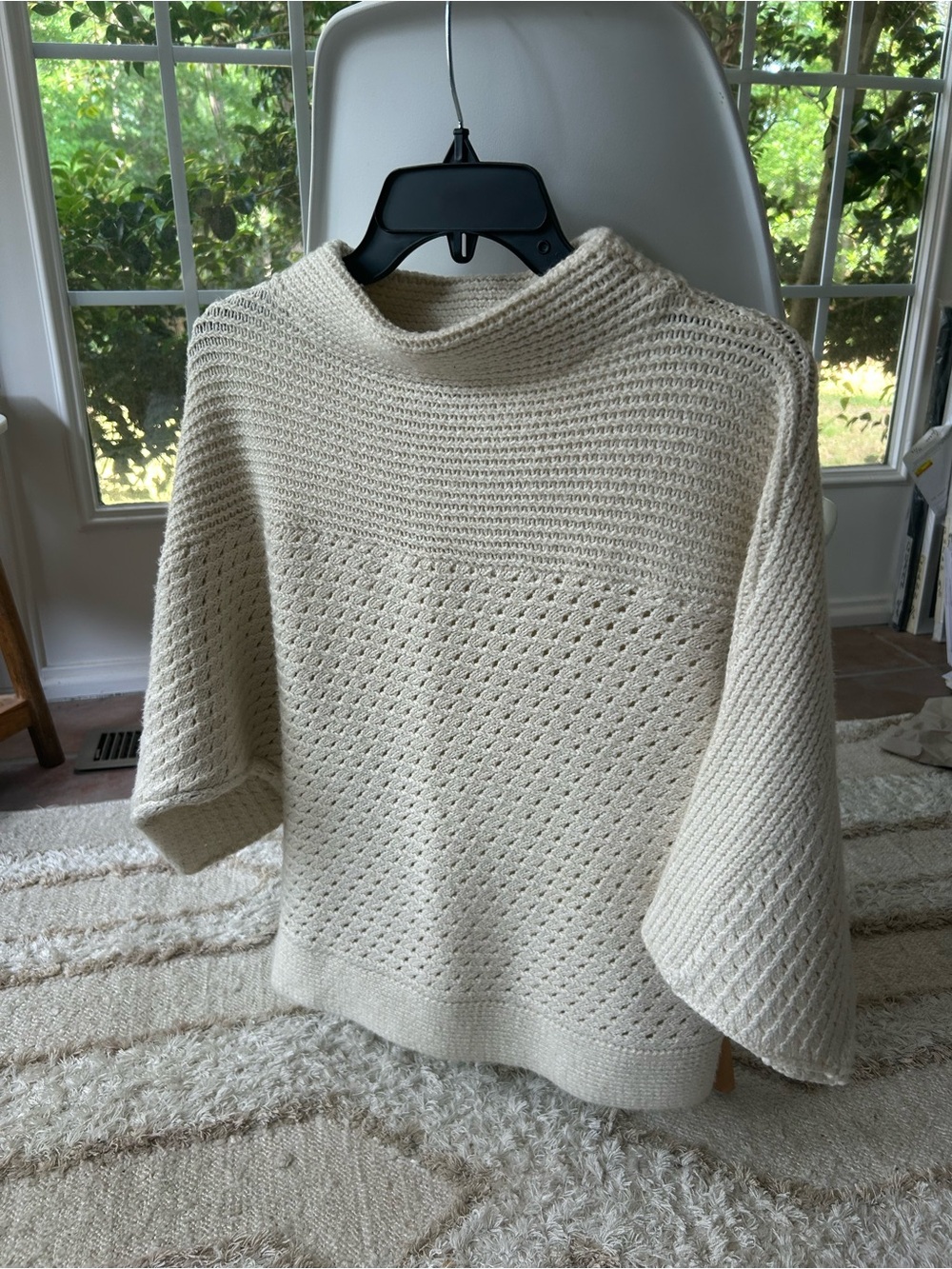 Anthropologie Field Flower 3/4 sleeve funnel neck sweater